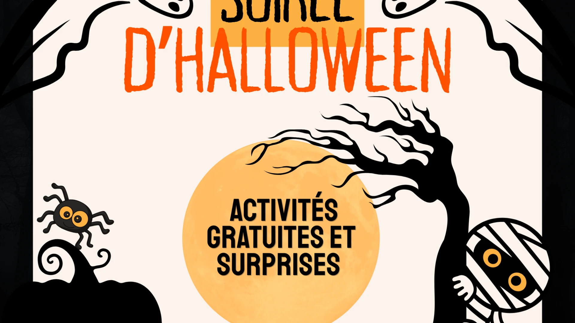 Affiche : Soirée d'Halloween à la bibliothèque du Boisé